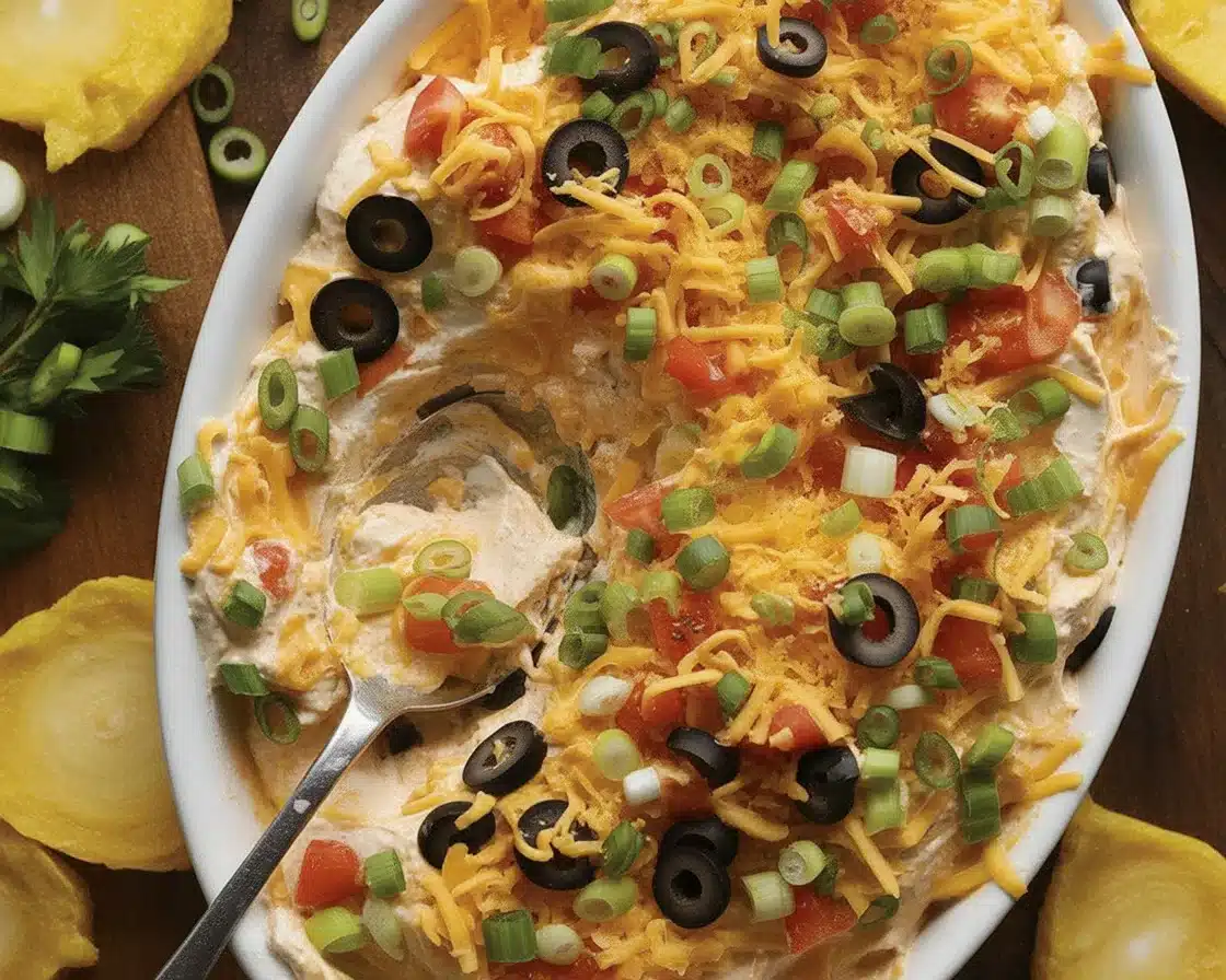 Delicious creamy Cottage Cheese Taco Dip served in a bowl with tortilla chips.