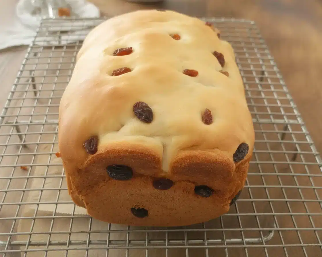 Homemade Yellow Raisins Bread fresh from the oven, perfect for breakfast.