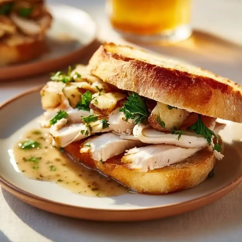 Delicious diner-style hot turkey sandwich topped with gravy and served with sides.