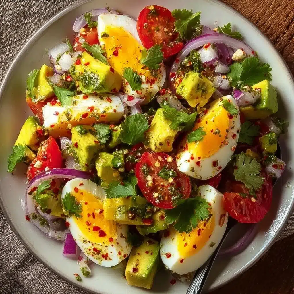 Fresh Egg Avocado Salad with healthy ingredients served in a bowl