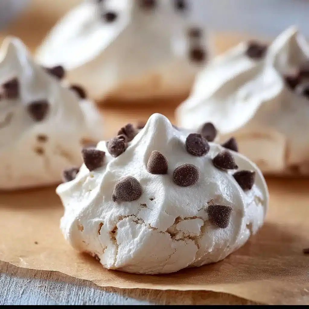 Delicious forgotten cookies on a wooden table, perfect for dessert lovers.
