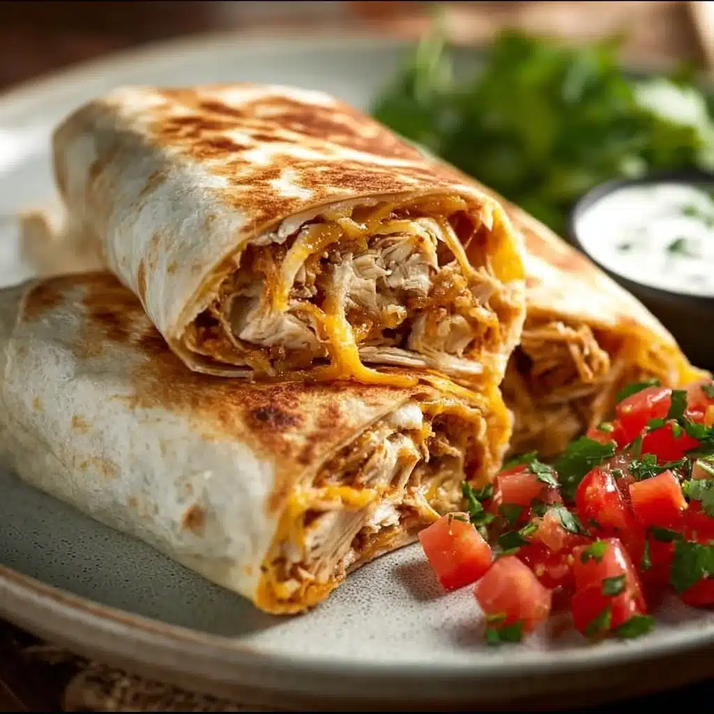 High-protein chicken crunchwrap filled with fresh ingredients