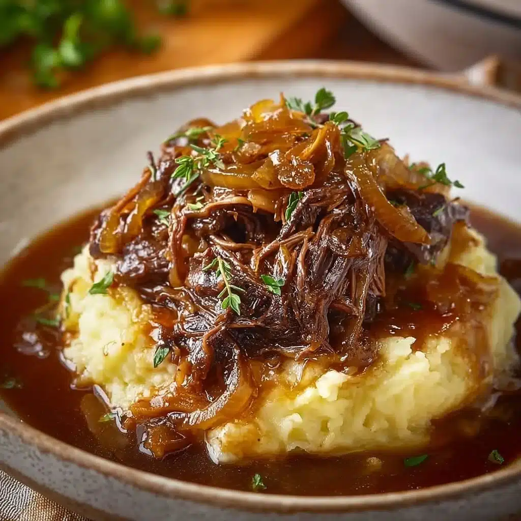 Delicious Instant Pot French Onion Pot Roast with caramelized onions and herbs