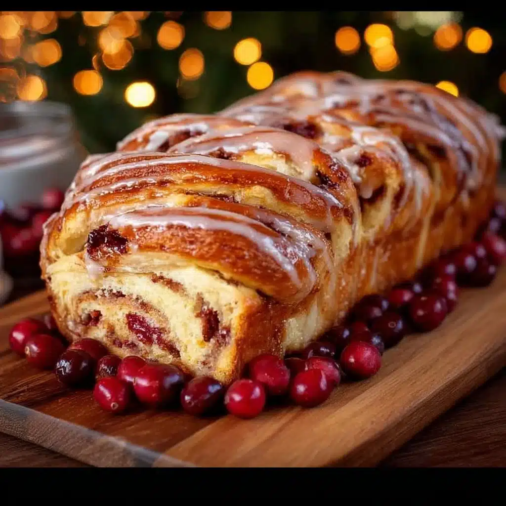 Freshly baked cranberry orange babka with a swirl of tart cranberries and zesty orange.