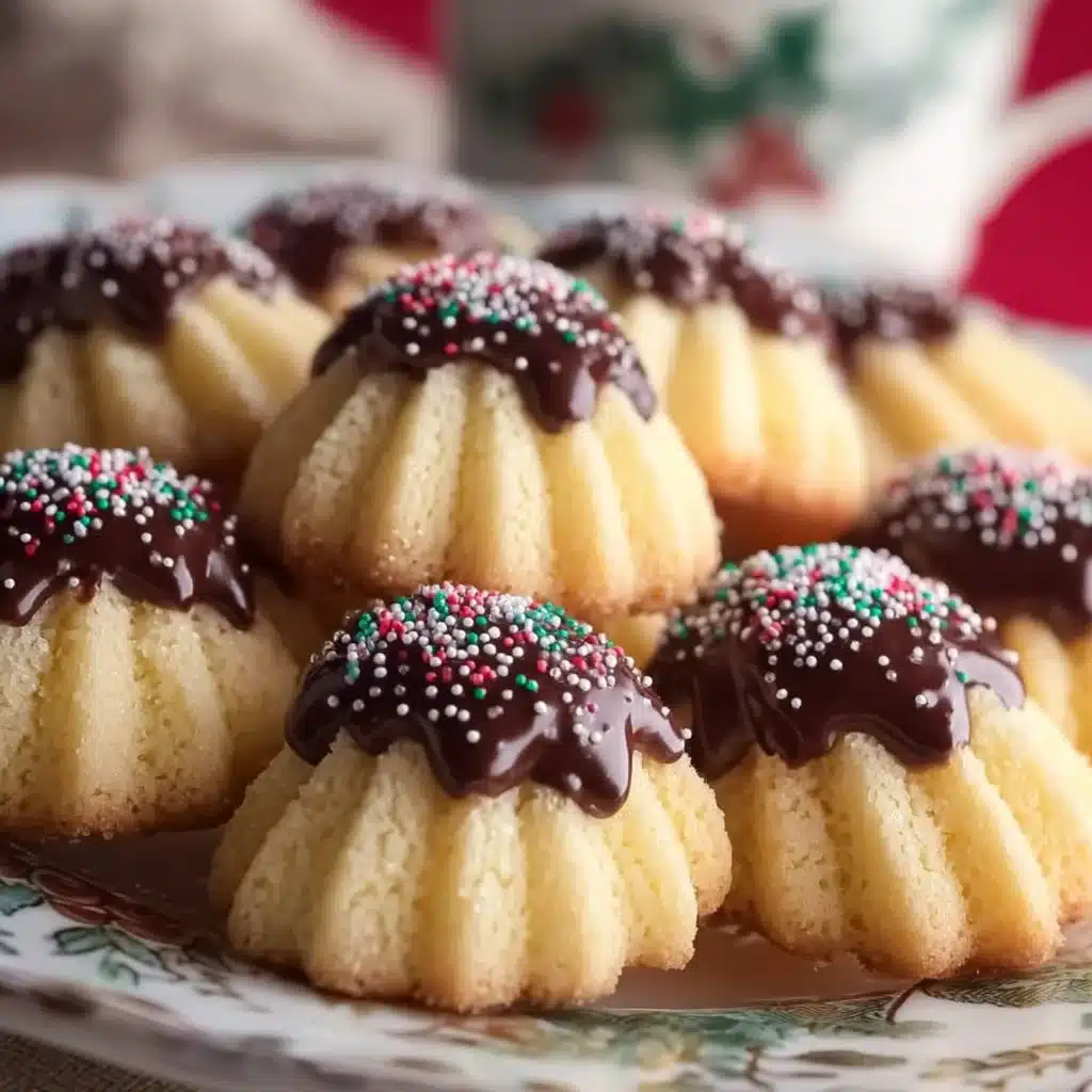 A platter of freshly baked Italian Butter Cookies with a dusting of powdered sugar.
