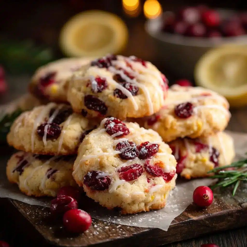 Freshly baked Lemon Cranberry Cookies with a bright citrus flavor and chewy texture.