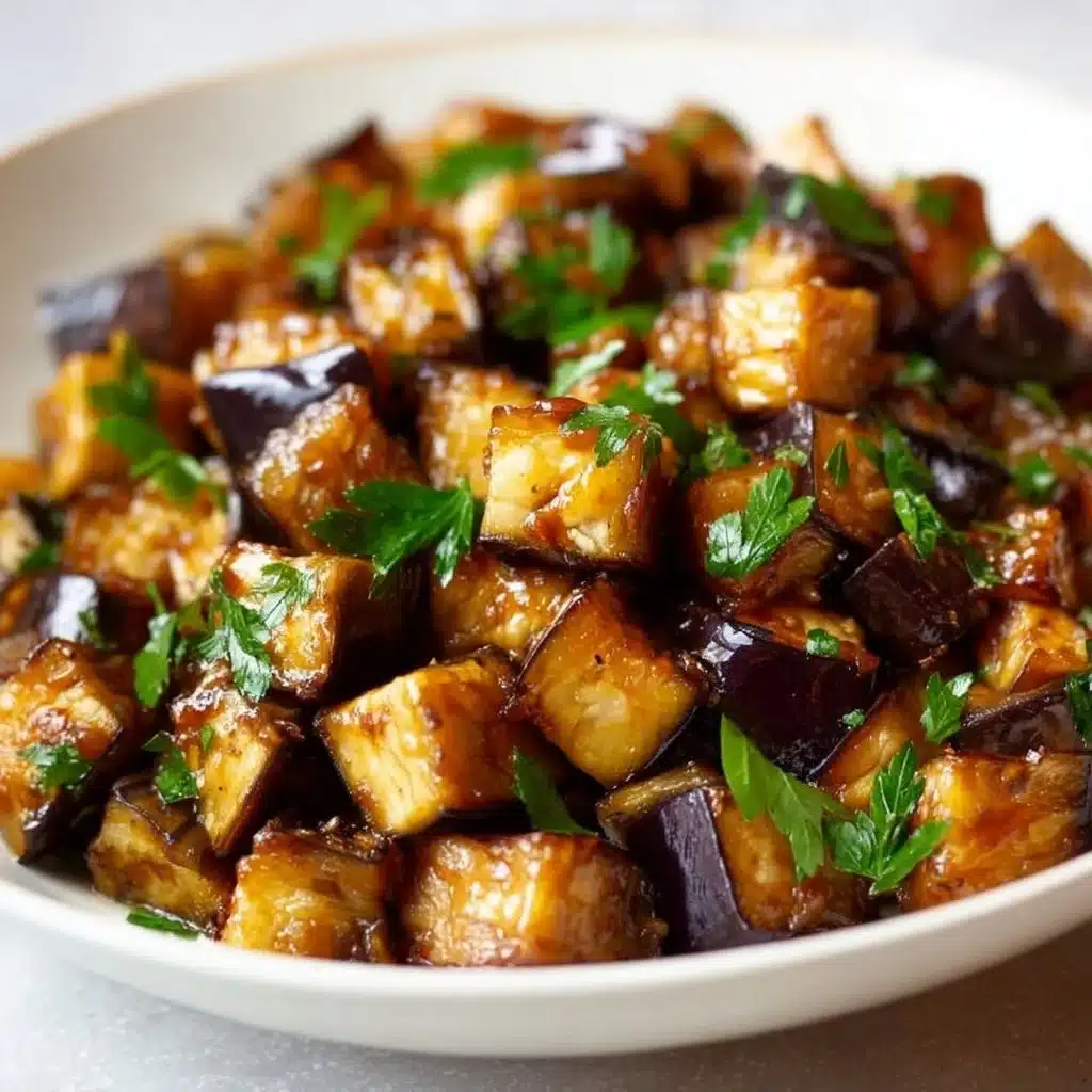 Delicious low-calorie air fryer eggplant dish served on a plate.