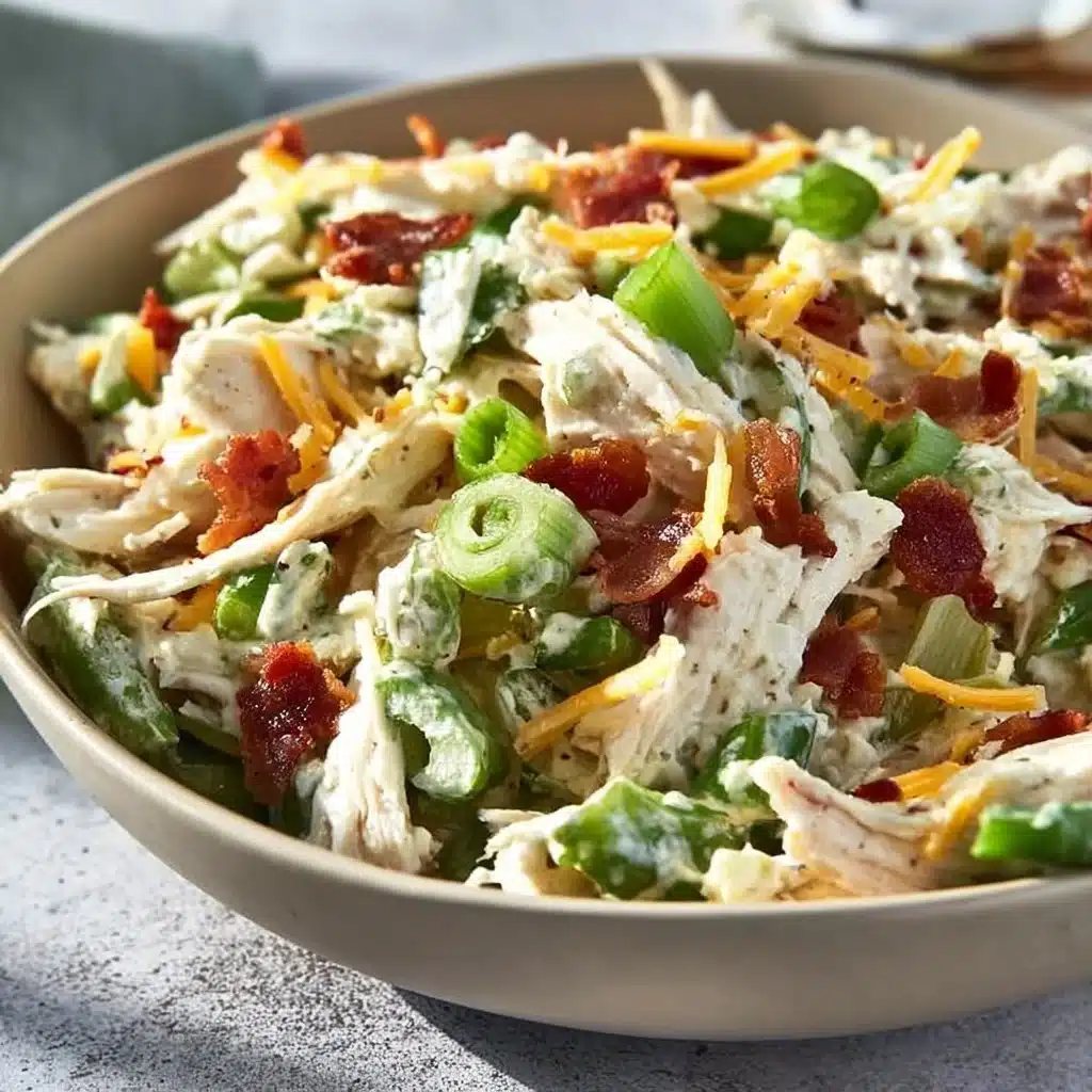 Low Carb Jalapeno Popper Cottage Cheese Chicken Salad in a bowl