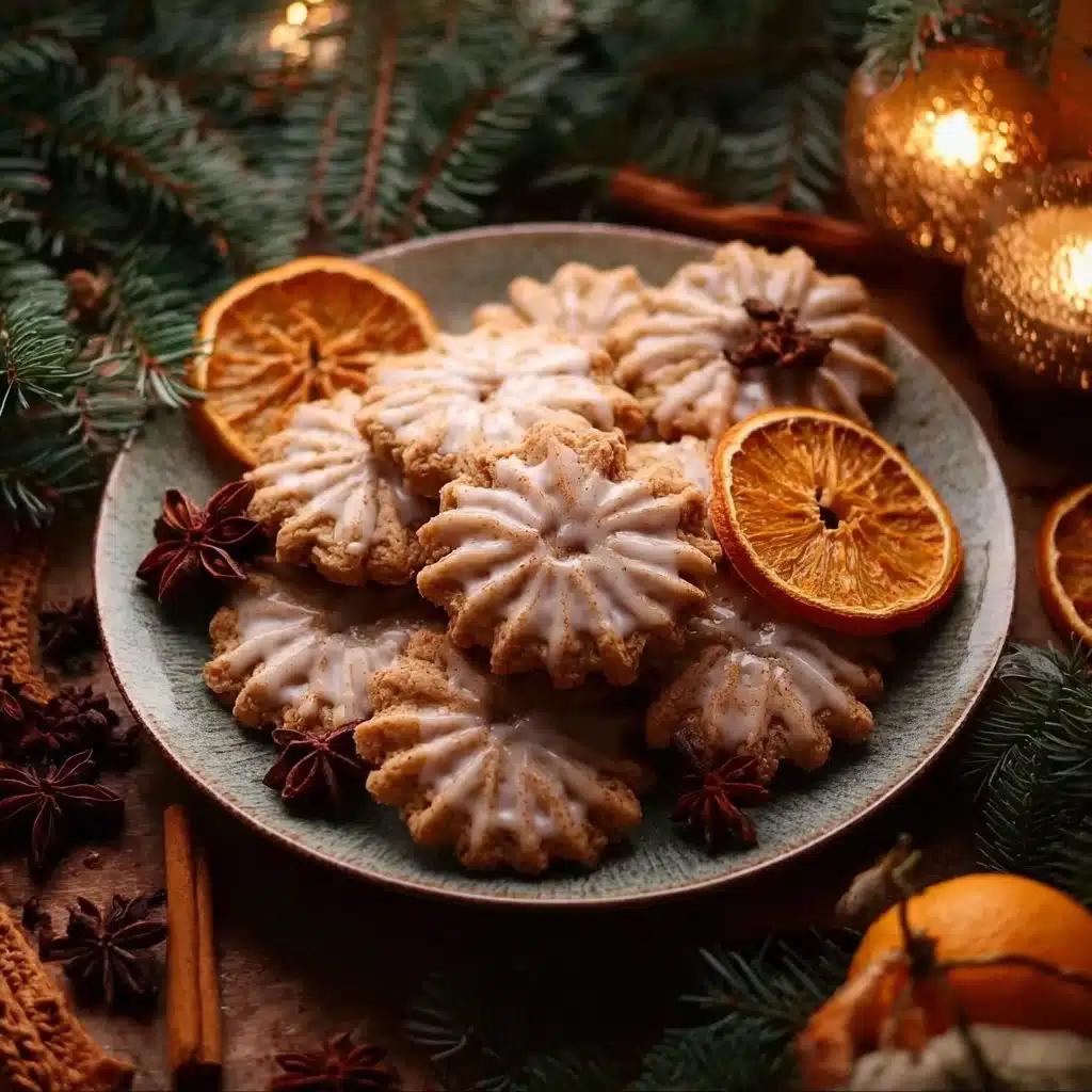 Delicious homemade orange clove cookies on a festive plate