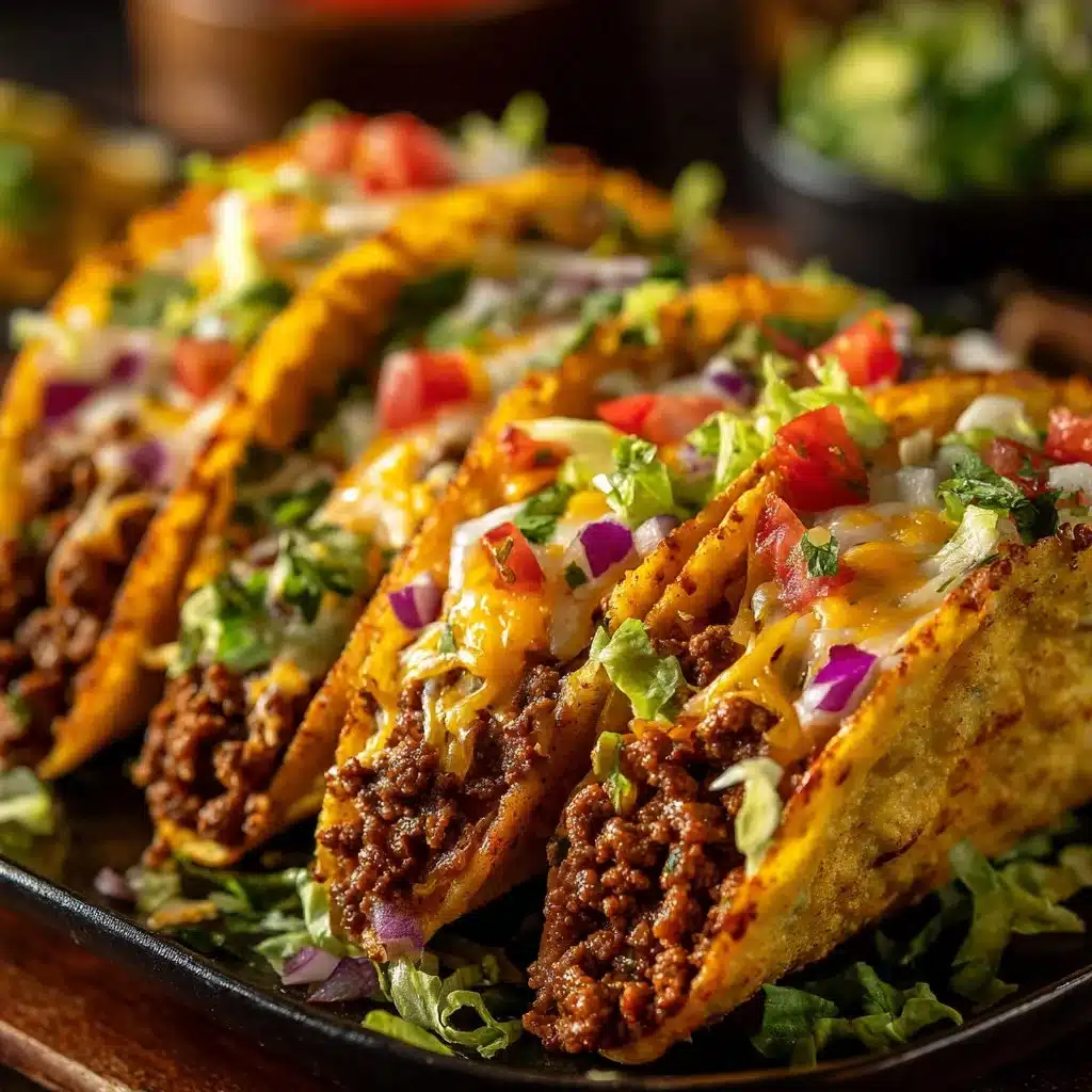 Oven-baked cheesy tacos topped with melted cheese and fresh toppings