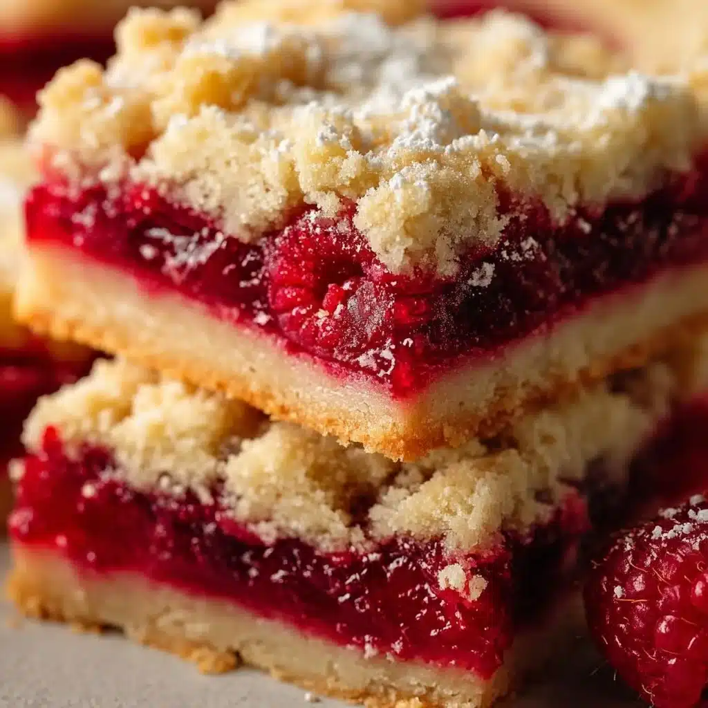 Homemade Raspberry Shortbread Bars with fresh raspberries and buttery crust