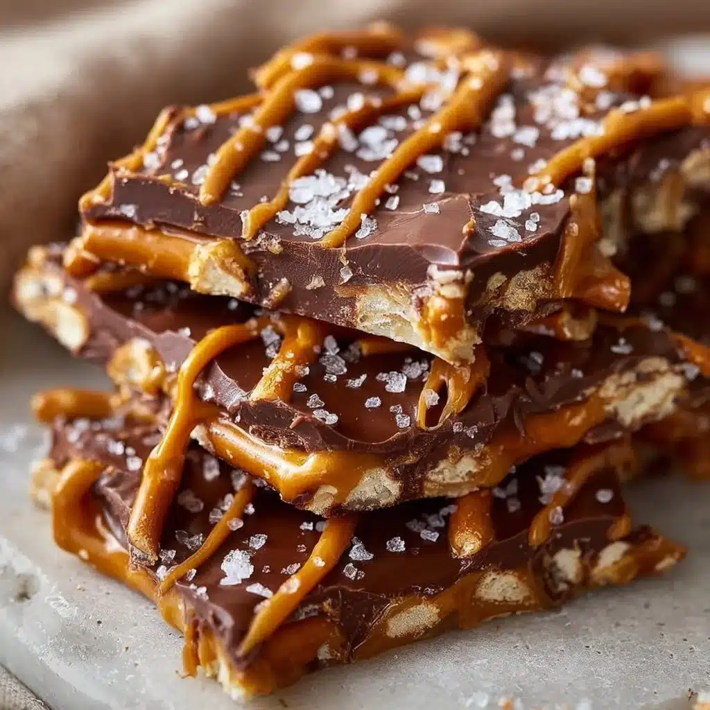 Delicious Salted Caramel Pretzel Bark with a crunchy texture and sweet flavor
