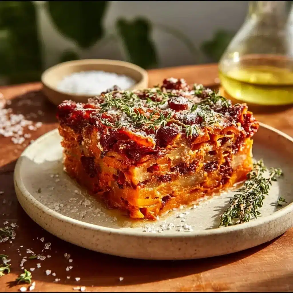 Sweet Potato and Chorizo Terrine garnished and ready to serve