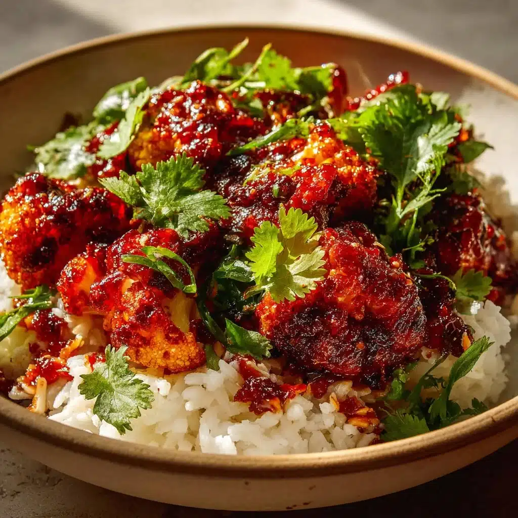 Crispy air-fried Korean chili cauliflower bites served in a bowl
