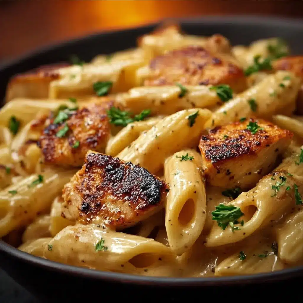 Plate of Cajun Chicken Pasta with vibrant spices and creamy sauce