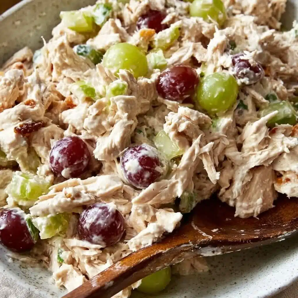 Refreshing chicken salad with grapes served in a bowl
