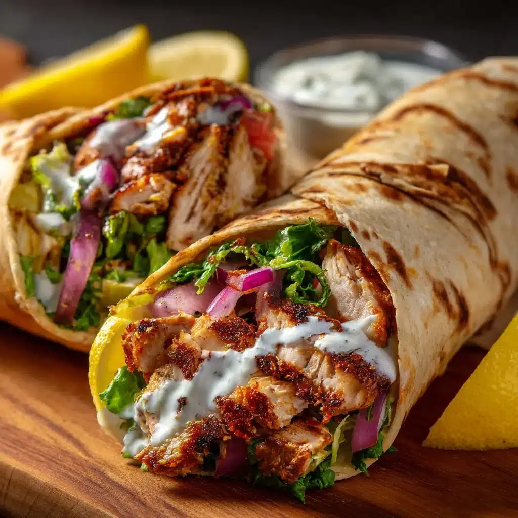 Delicious Chicken Shawarma served with fresh vegetables and sauce