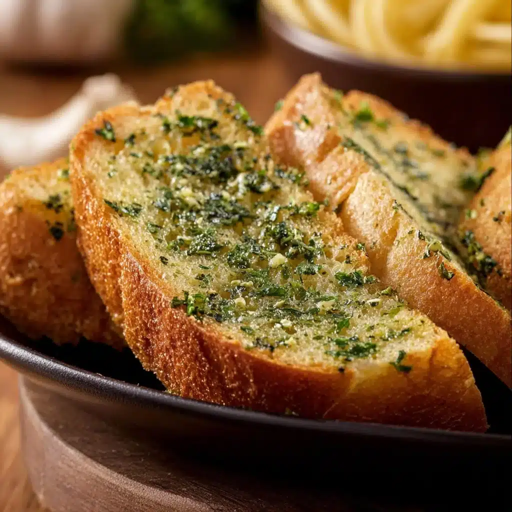 Slice of garlic bread topped with Cowboy Butter, ready to enjoy.