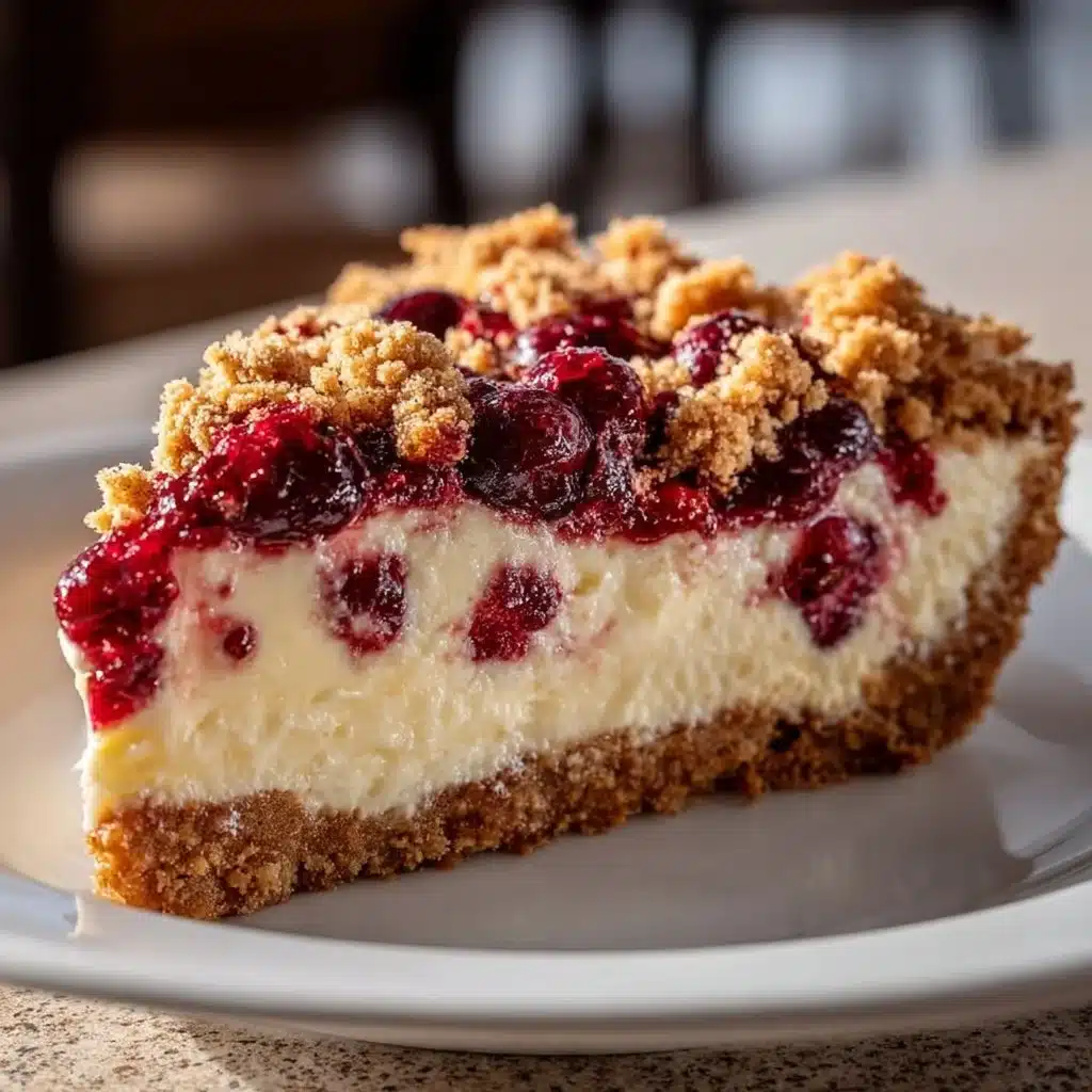 Delicious Cranberry Cream Cheese Crumb Pie with a crunchy topping