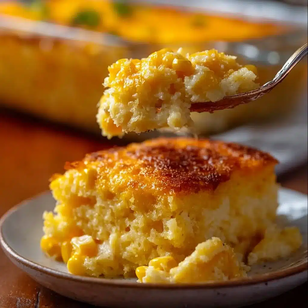 Delicious cream cheese corn casserole baked to golden perfection