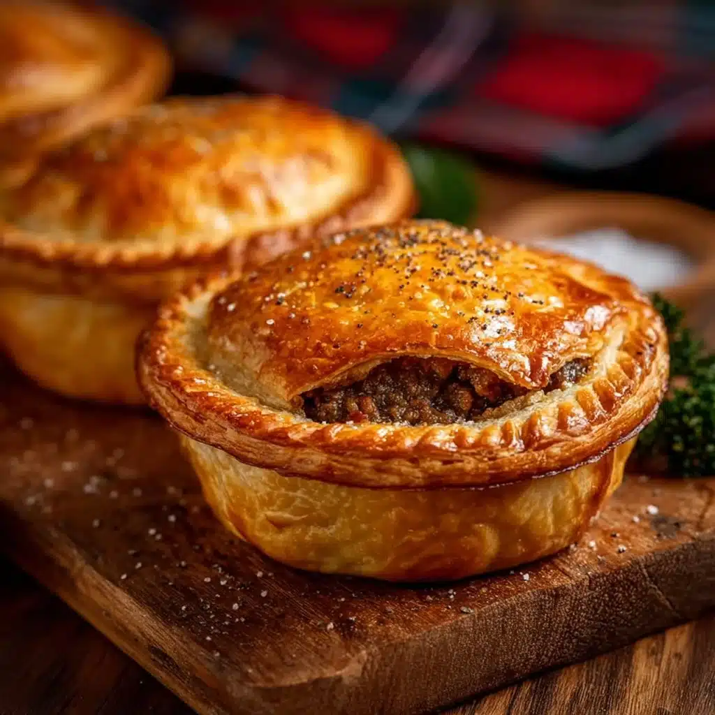 Traditional Scotch pies filled with meat, perfect for snacks and festive occasions.