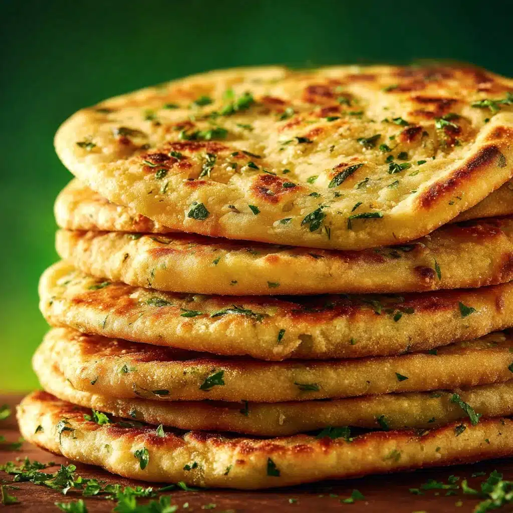 Homemade easy garlic butter flatbread topped with fresh herbs.