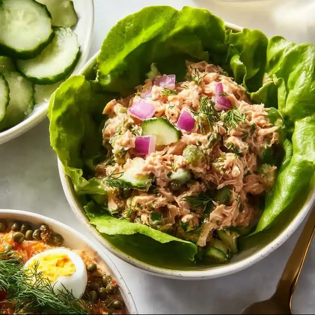 Delicious homemade easy salmon salad with fresh ingredients