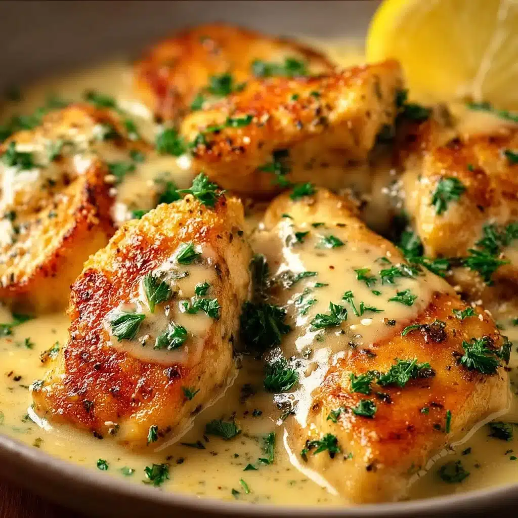 Delicious Garlic Parmesan Chicken garnished with herbs