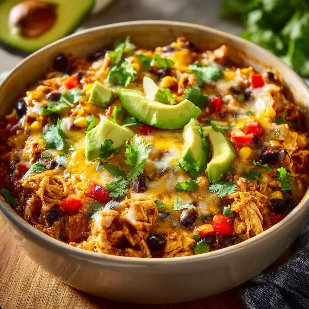 High-protein chicken enchilada bowls with cottage cheese topped with fresh ingredients
