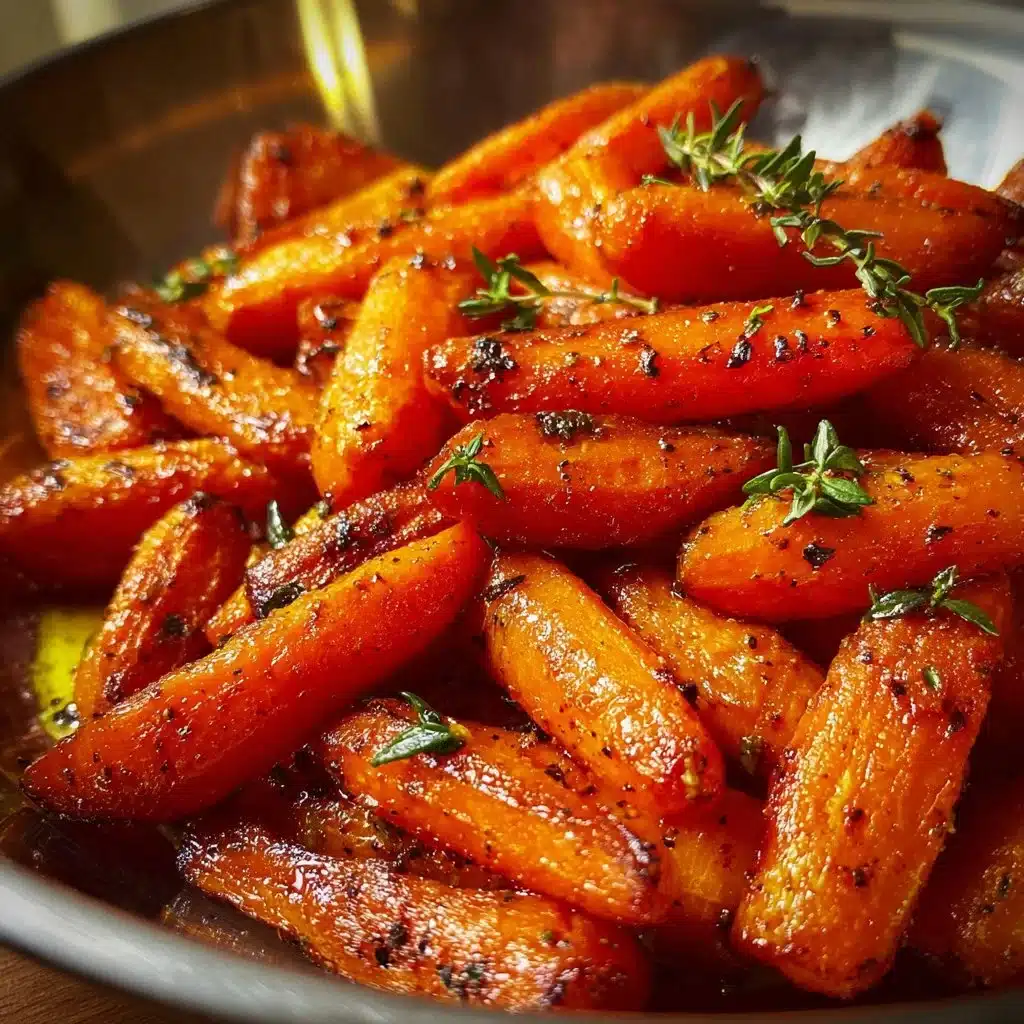 Plate of honey roasted carrots garnished with herbs