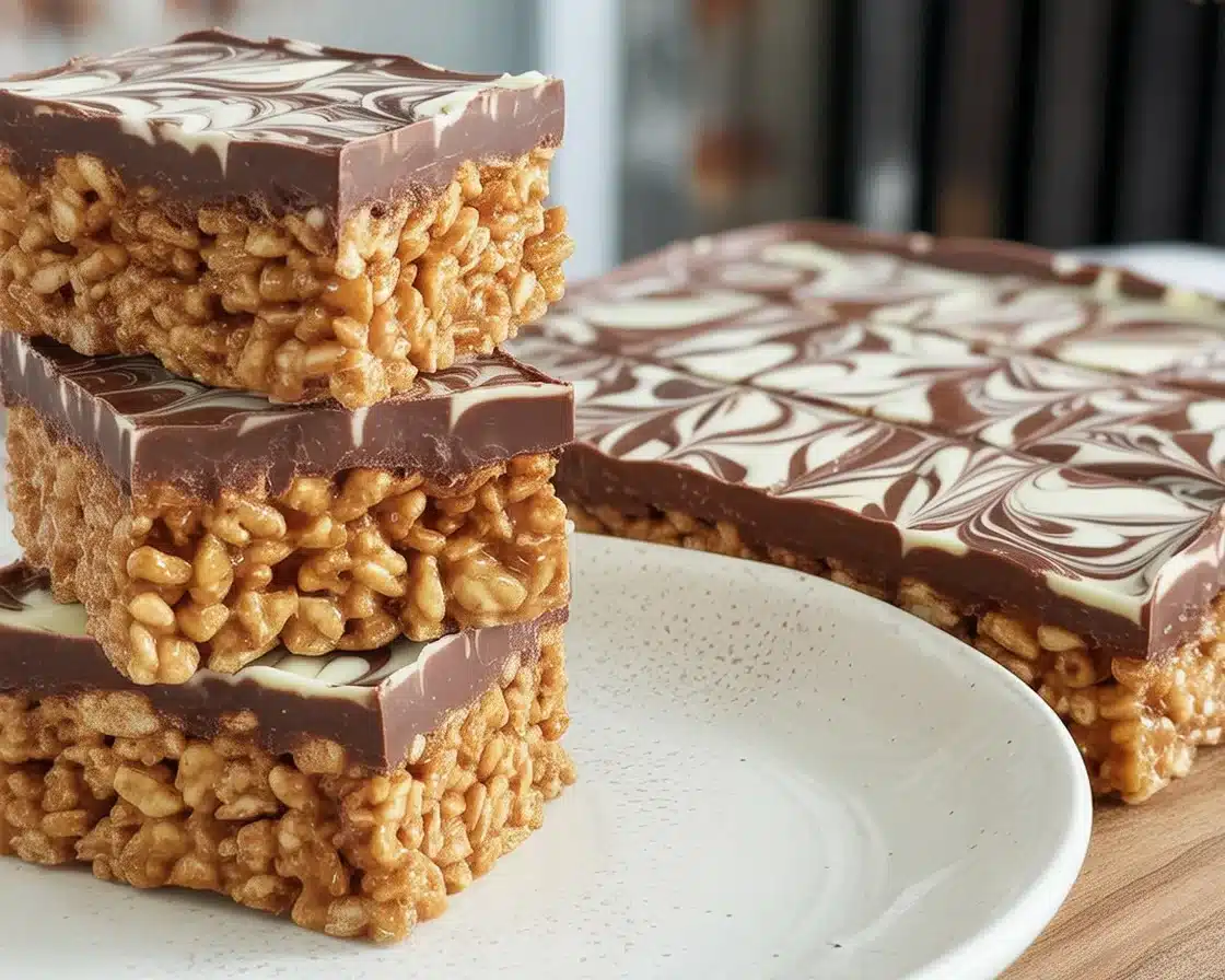 Delicious Easy Rice Krispie Millionaires Bars with caramel and chocolate layers.