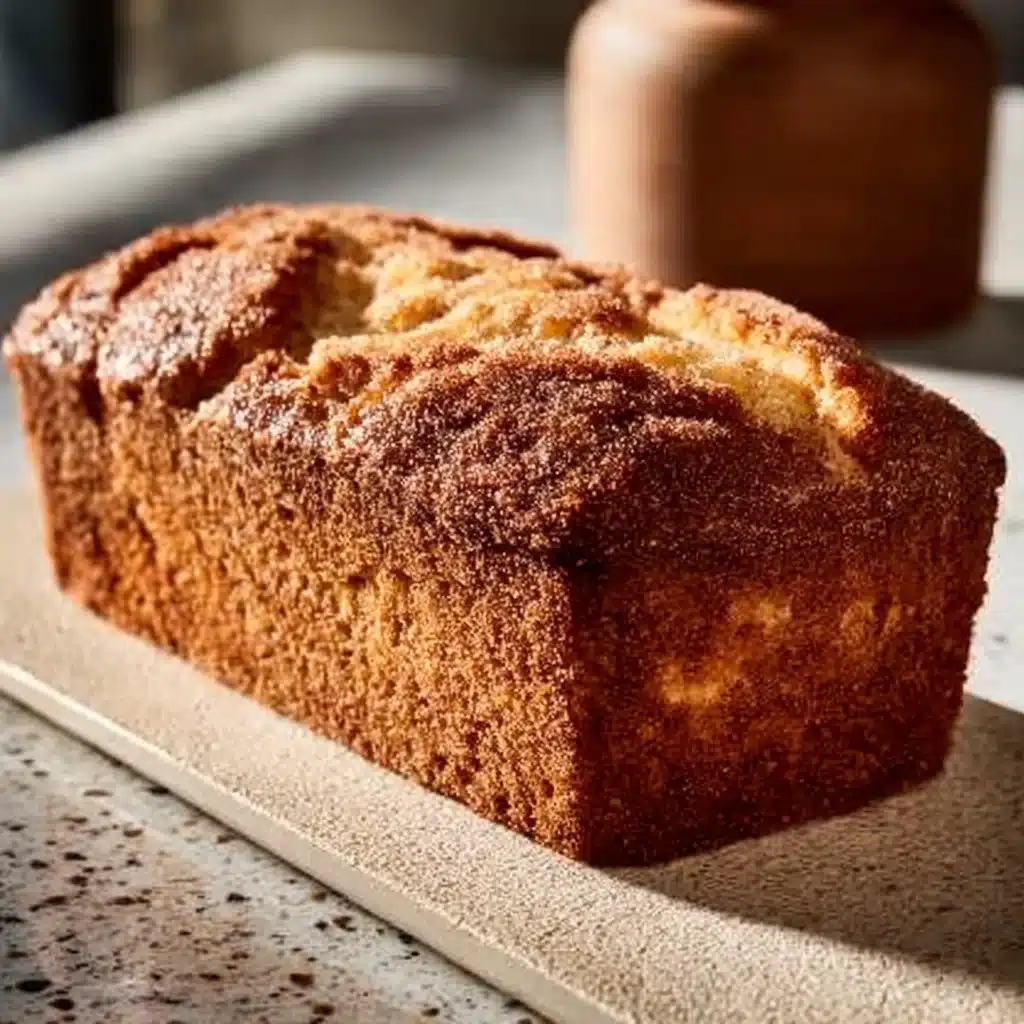 Delicious spiced apple cider donut loaf fresh out of the oven