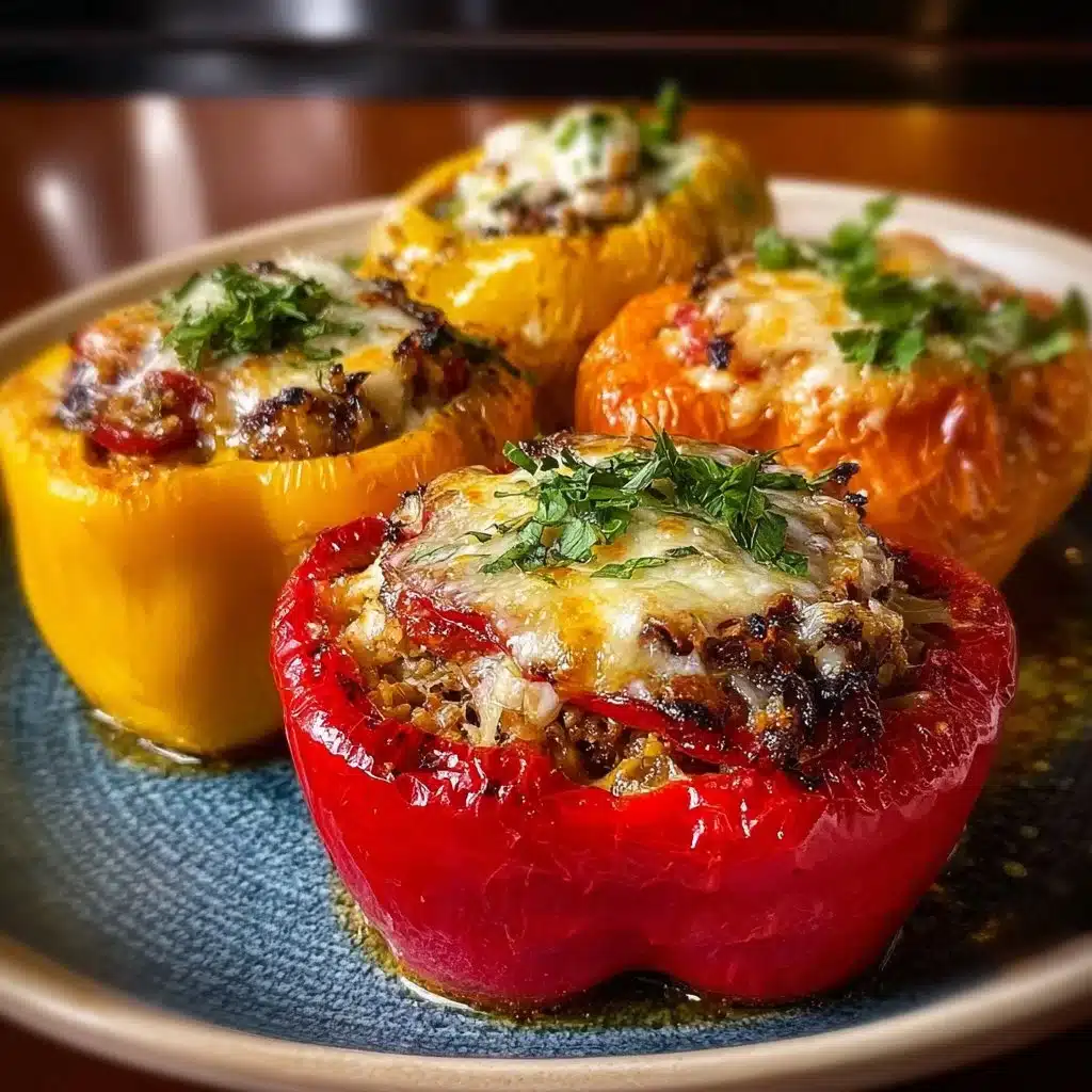 Italian stuffed bell peppers filled with rice, vegetables, and cheese