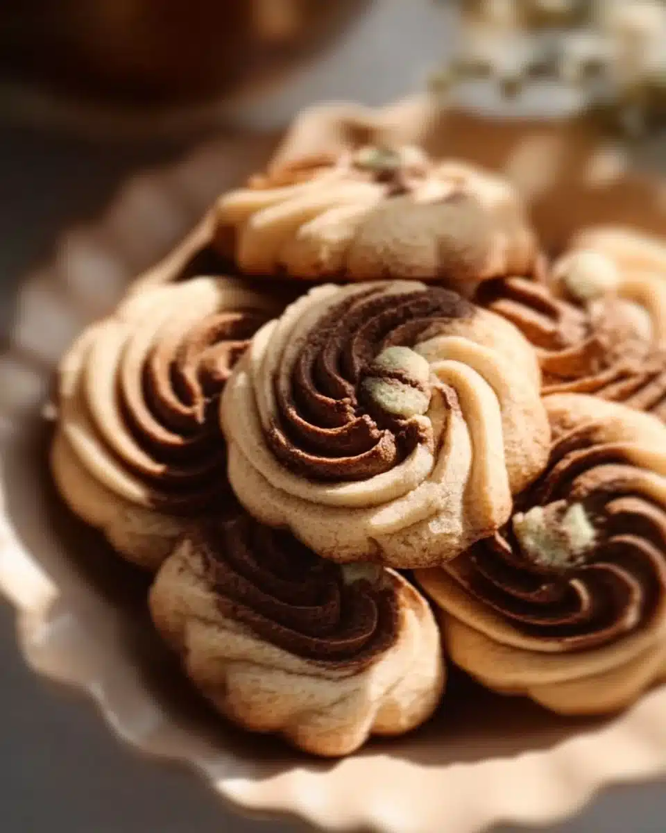Melt-in-your-mouth coffee butter cookies fresh out of the oven.