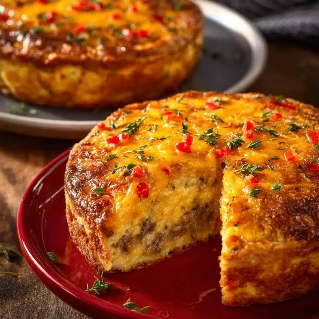 Monterey Sausage Pie with golden crust and sausage filling