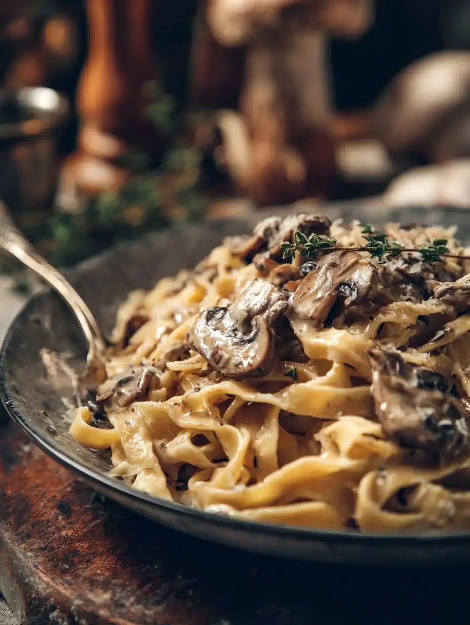 Delicious Mushroom Tagliatelle served with fresh herbs and cheese
