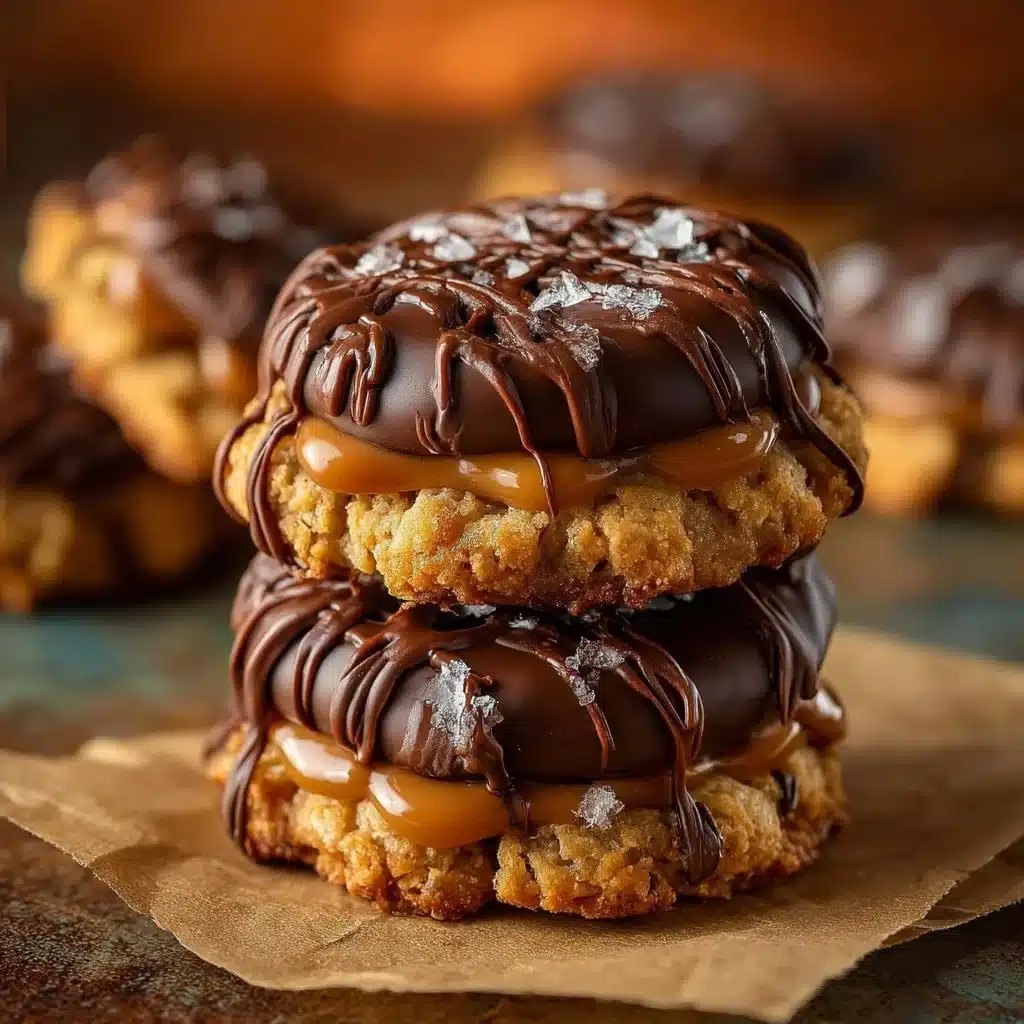Delicious no-bake Samoa cookies topped with chocolate and coconut