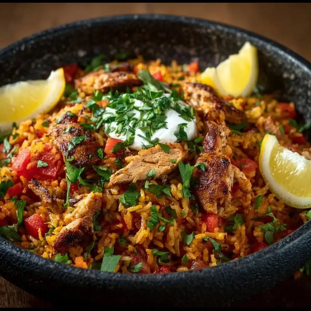 One Pot Chicken Shawarma Rice dish served in a bowl