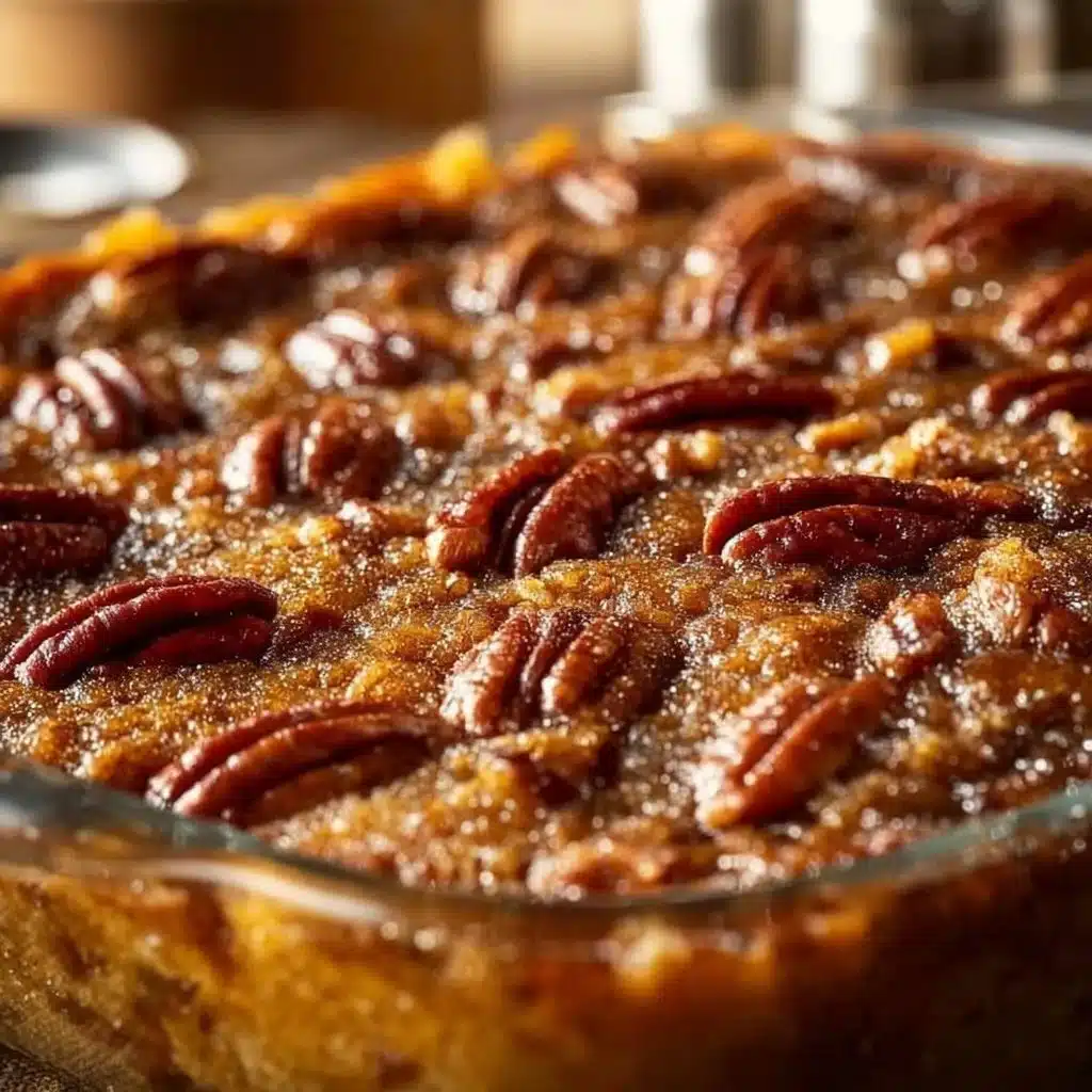 Delicious Pecan Pie Dump Cake with a rich pecan topping