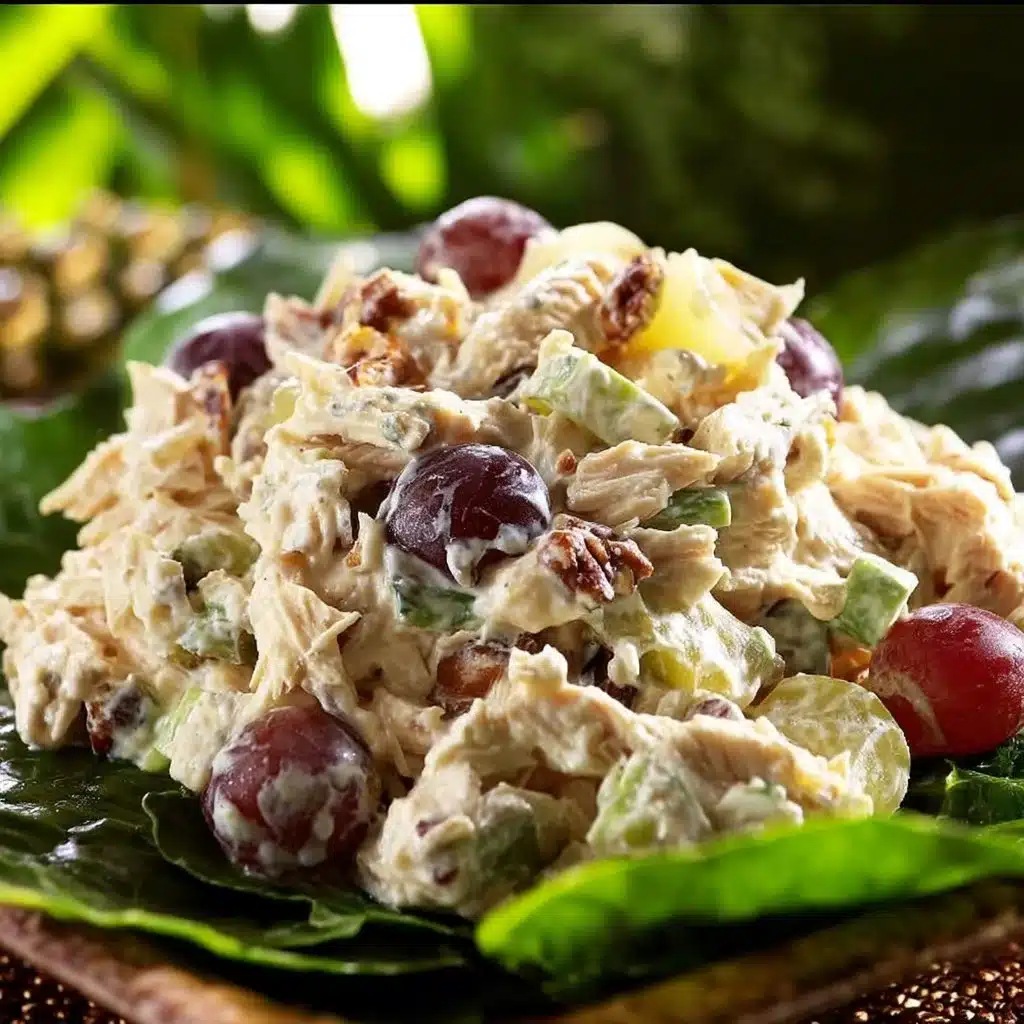 Delicious Pina Colada Chicken Salad with chicken, pineapple, and coconut