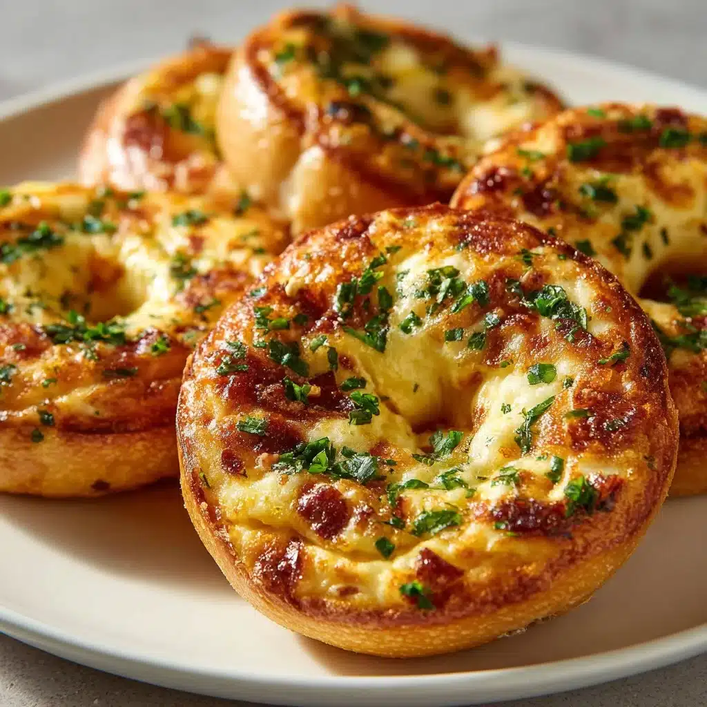 Delicious quiche stuffed bagels topped with herbs and spices
