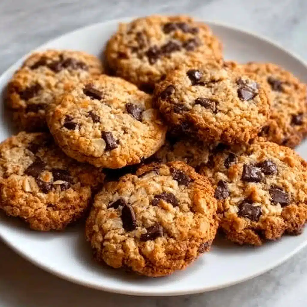 Delicious Rice Krispie chocolate chip cookies on a plate