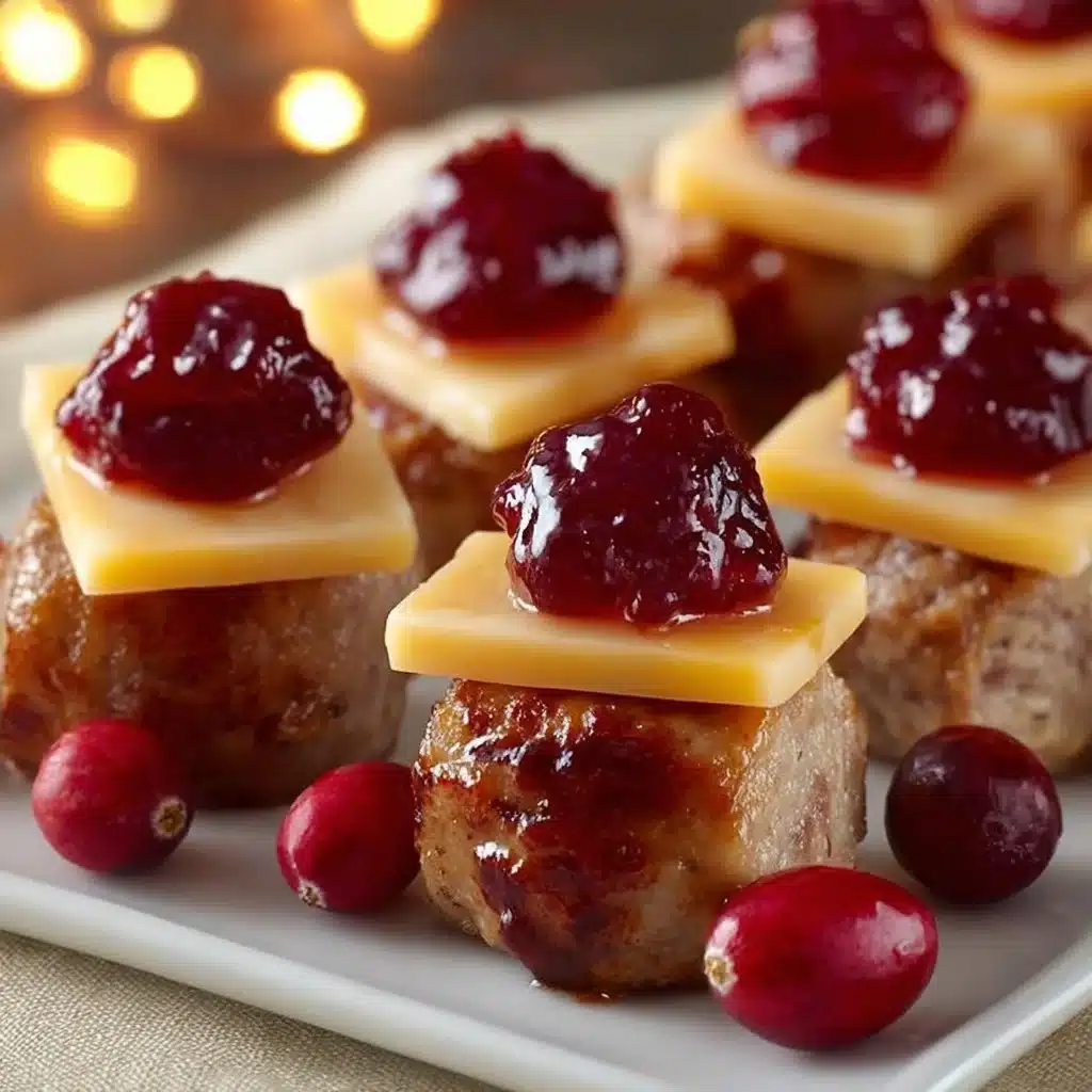 Sheet pan smoked sausage cranberry bites ready to serve