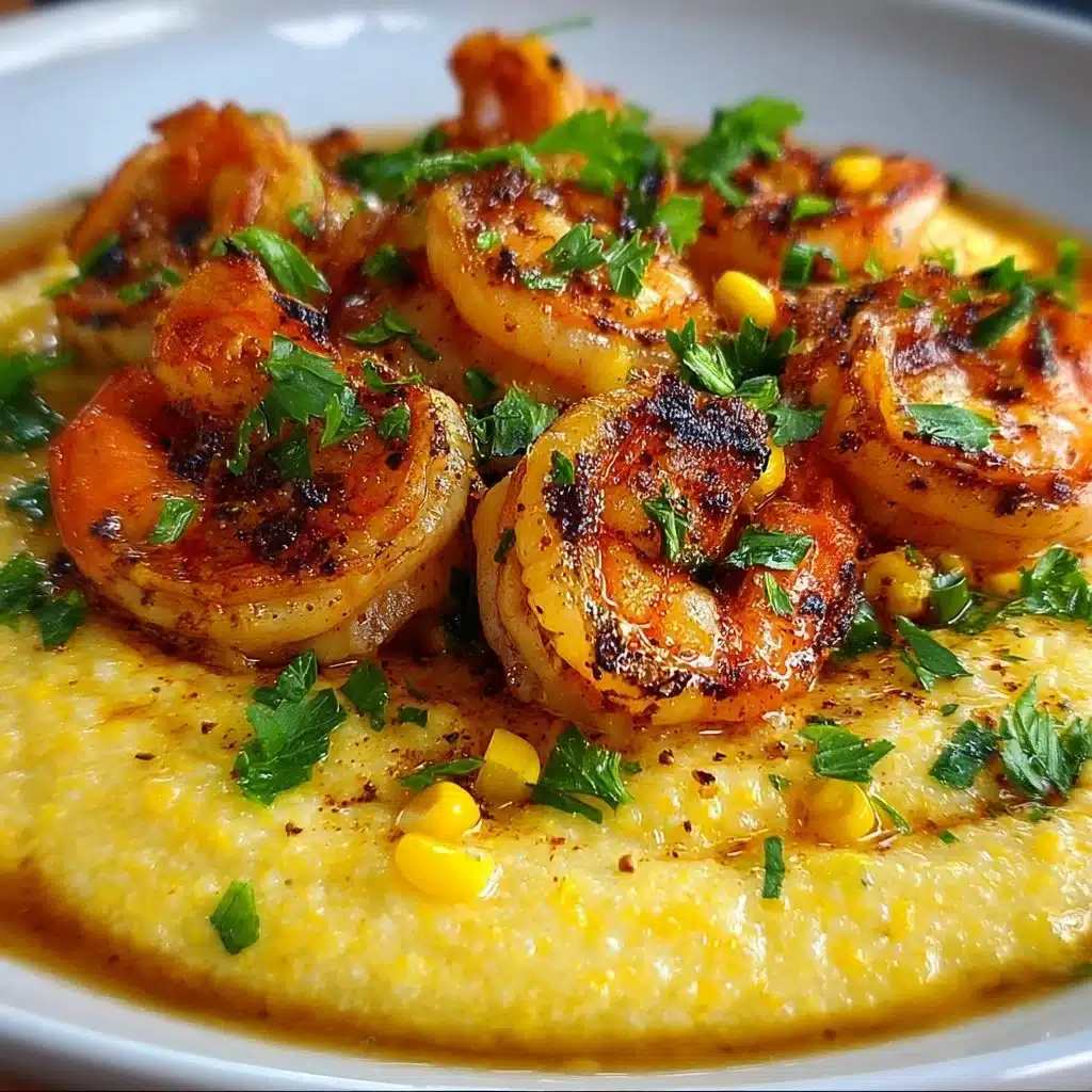 Delicious shrimp and creamed corn dish served in a bowl.