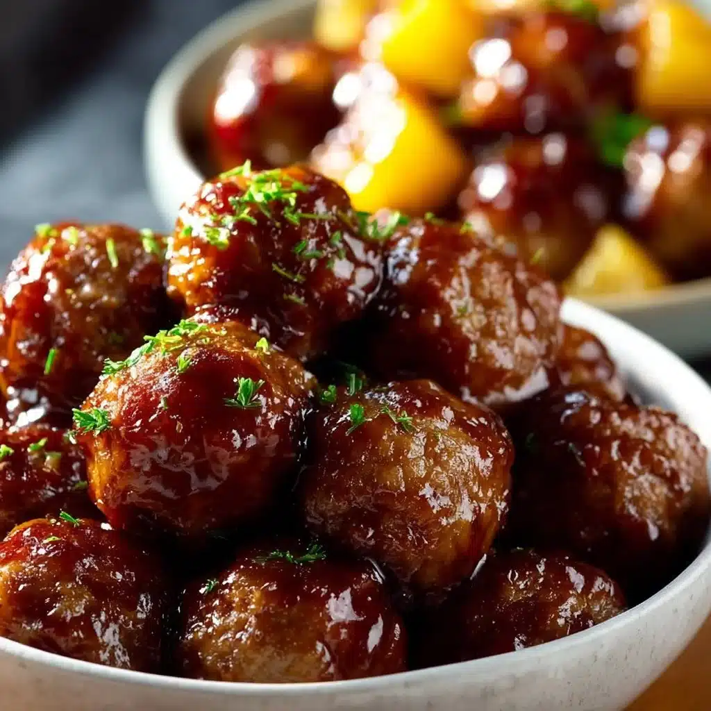 Slow cooker teriyaki meatballs plated with rice and vegetables