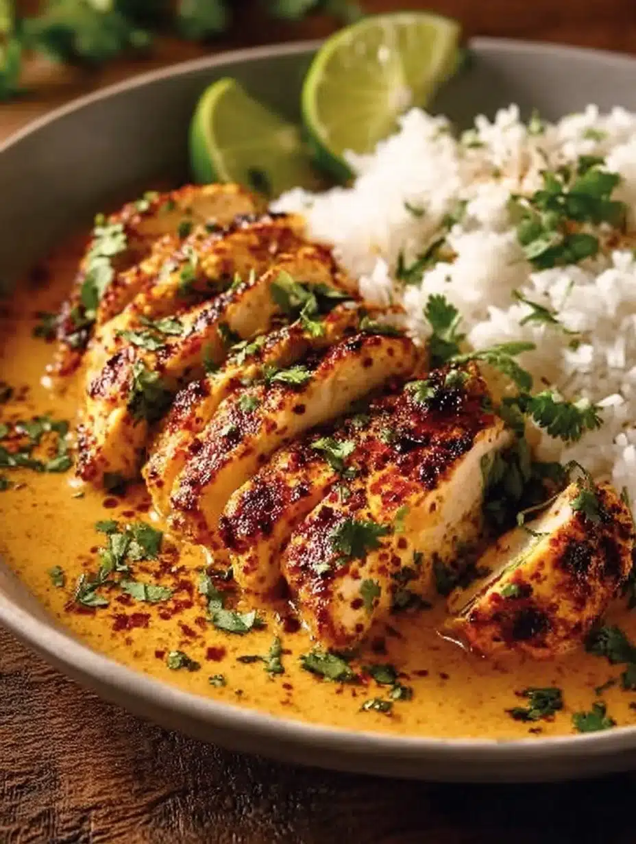 Spicy Cajun lime chicken served in a creamy sauce with fresh herbs