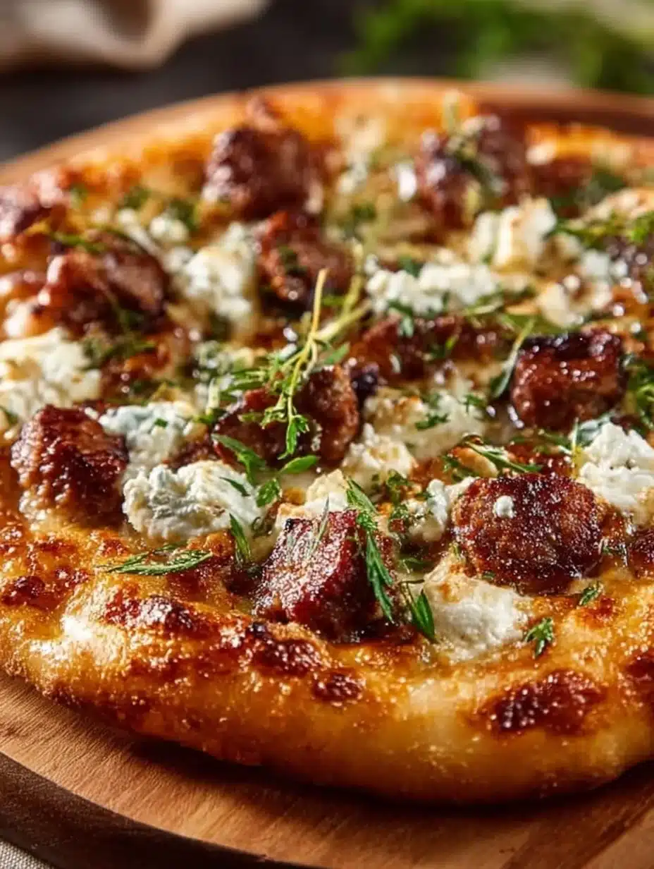 Sweet & Spicy Sausage Ricotta Honey Pizza topped with honey and fresh ingredients