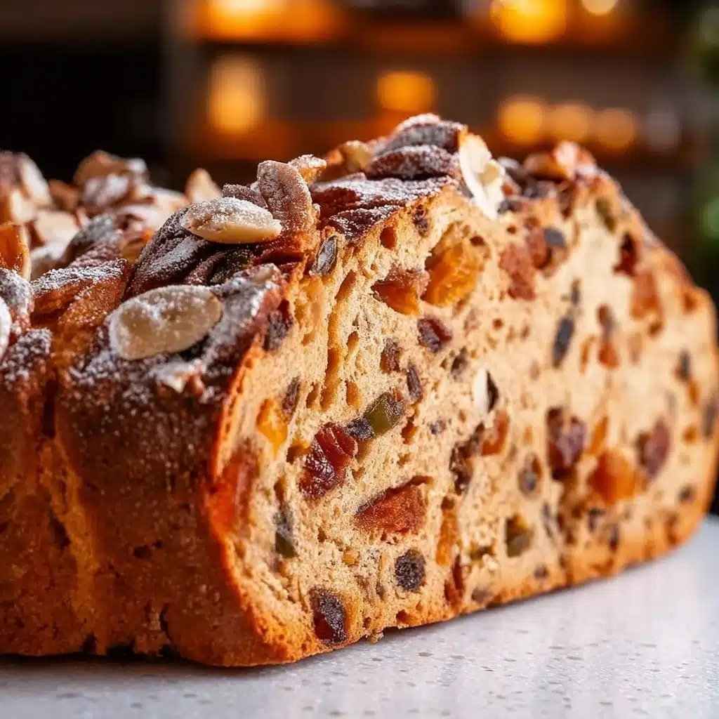 Traditional Irish Barmbrack Loaf with fruits and spices