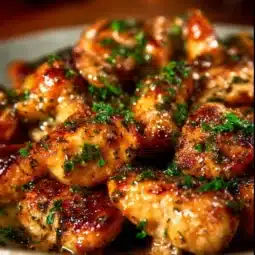 Delicious garlic butter chicken bites served on a plate
