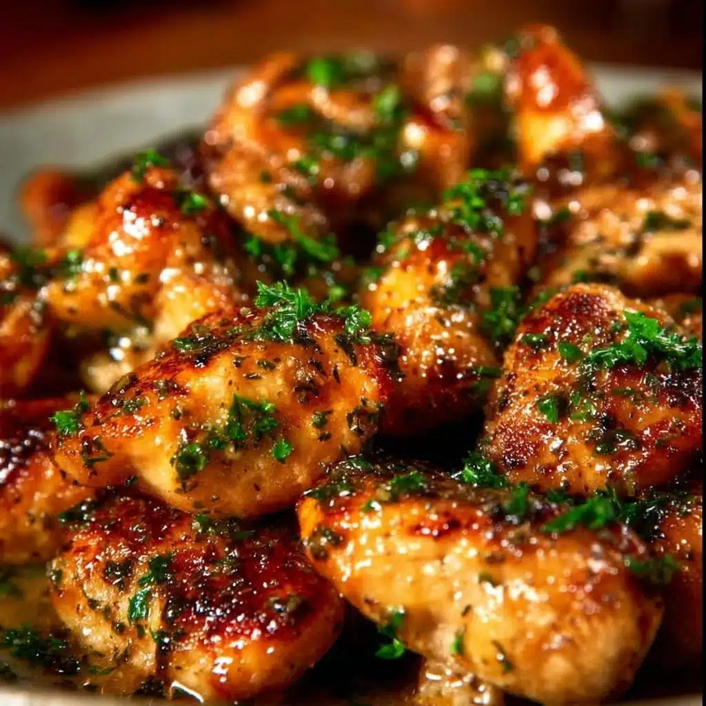 Delicious garlic butter chicken bites served on a plate
